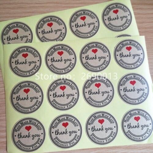 150pcs 3.5cm Thank You Love Self Adhesive sealing Stickers Kraft Label Sticker DIY Hand Made Gift Cake Candy Paper Tags