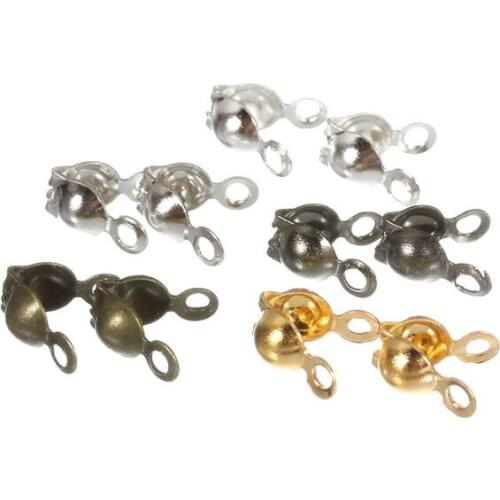 200PCS/lot Antique Bronze Rhodium Gold Silver Color Ball Chains End Clasps DIY Jewelry Necklace Bracelet Making Findings