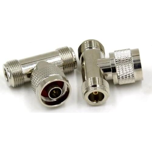 N male to 2 female T type 3 way adapter RF Splitter Tee connector