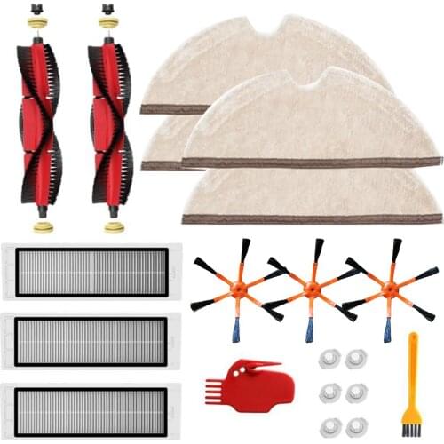 20Pcs/Set For Xiaomi Roborock S6 S60 S65 S5 MAX T6 Vacuum Cleaner Accessories Sweeper Accessories Soft Rubber Edge Black Soft