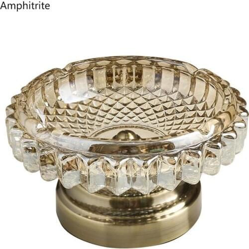 American Creative Glass Ashtray Decoration Room Be Table Coffee Decoration Box Household Storage Case Garnish Base Fruit Dry