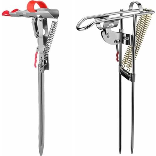 Automatic Fishing Pole Tackle Fishing Rod Ground Mount Rack Stand Foldable Anti-Rust High Strength Spring Fish Pole Bracket