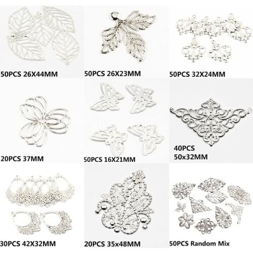 Silver Color Hollow Out Filigree Connectors Decoration For DIY Handmade Jewelry Making Accessories Pendant Findings Supplies