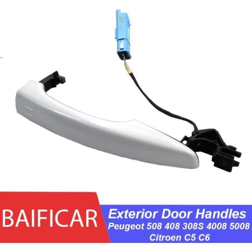 Baificar Pearl White Exterior Door Handles Outside Handle With Sensor Key Hole For Peugeot 508 408 308S 4008 5008 Citroen C5 C6