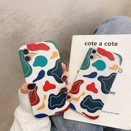 Retro abstract lines art Phone Case for apple iPhone 12 11 Pro Max Xr Xs Max 7 8 Plus 12 Pro 7Plus case Cute geometry soft cover