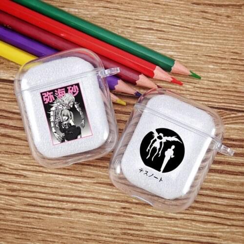 Cute Rem and Misa Death Note Earphone Case for Aidpods 1 2 Wireless Bluetooth Earphone Cover Soft Transparent Charging Box Capa
