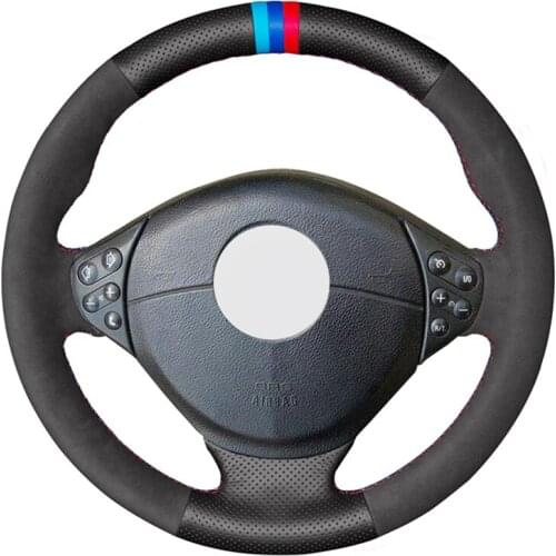 Black Suede Artificial Leather Car Steering Wheel Cover for BMW M Sport E36 1996-2000 E39 1995-2001 Z3 M E36/7 E36/8 1998-2002