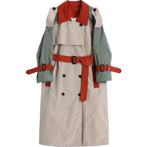 Fad Autumn Long Sleeve Women Trench Coat Vogue Double Breasted Casual Women Slim Belt Cloak Windbreakers Long Coat Female