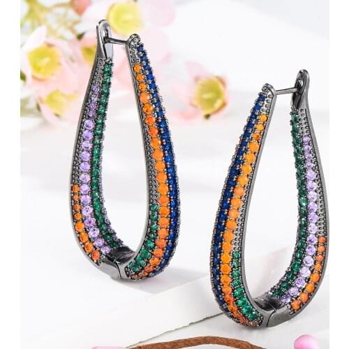 GODKI Trendy Multicolor CZ Drop Earring For Women Wedding Cubic Zirconia Dubai Bridal Earrings Costume Jewelry Summer Party