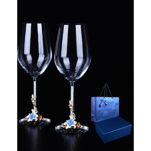 Lead-free Crystal Glass Red Wine Glass Goblet Champagne Cup Diamond Foot Wine Glass Home Drink Ware Cup Nice Wedding Gifts