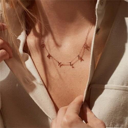 Personalized Custom Initial Name Necklace Pendant Jewelry Customized Stainless Steel Gold Letter DIY Handwork Necklace for Women