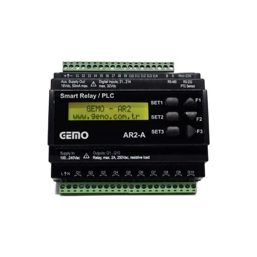 AR2-A-230VAC-12D2A-RTC Gemo Smart Relay / PLC Programmable with Ladder Logic Smart Relay, Analog Input Real Time Clock