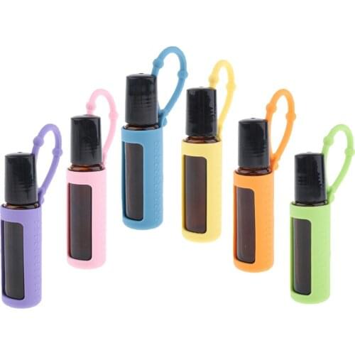 Pocket Size 10ml Essential Oil Roller Bottles with Metal Roller Balls, with Silicone Sleeve, Easy to and Take, Antislip