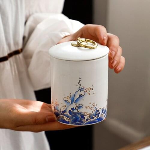 Ceramic Tea Container Travel Vintage Coffee Suger Tea Storage Jar Canister Weed Smell Proof Thee Doosjes Tea Organizer BK50CY