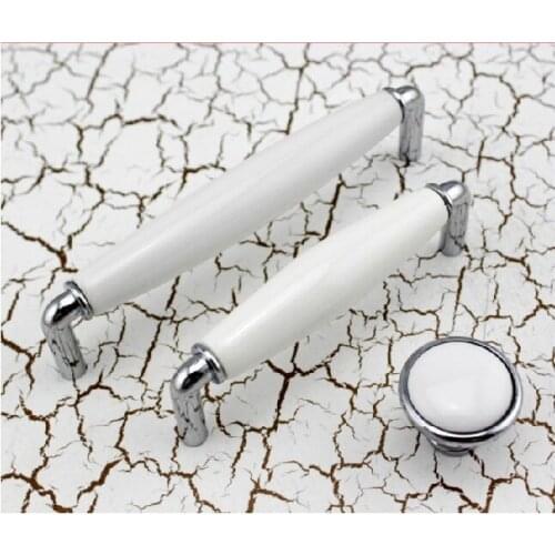 White contracted rural ceramic handle ambry drawer chest European cabinet door handle (C.C:128 mm L:145mm)