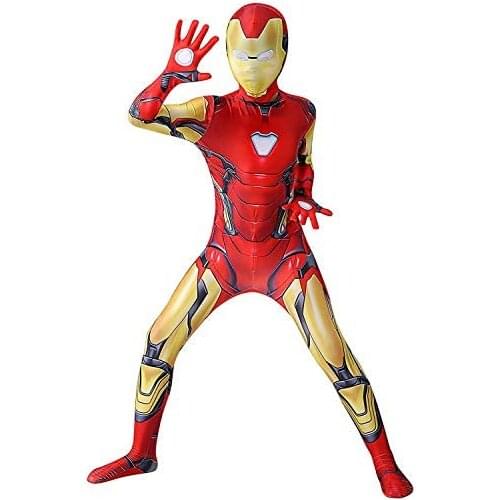 Iron man Costume Cosplay Zentai Jumpsuit Spandex Lycra Bodysuit Halloween Costume for Adult/kids