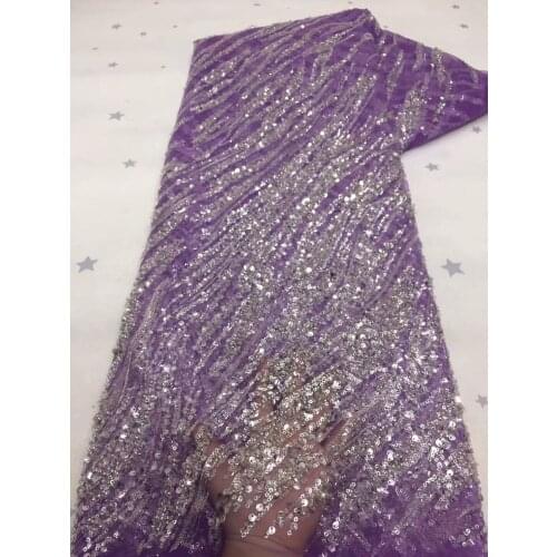 Hand Beaded Sequins Fabric Lace High Quality Tulle Lace Fabric Luxury Embroidery Nigeria Lace Fabric For Wedding Dress