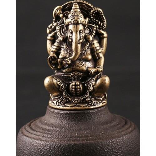 Retro Brass Thailand White Elephant God of Wealth Southeast Asian Handmade Copper Desk Decoration Mininature Ornaments Gifts