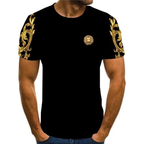 Summer casual fashion T-shirt, loose round neck mens T-shirt, 3D animal print T-shirt, letter T-shirt, hip-hop T-shirt, 2021