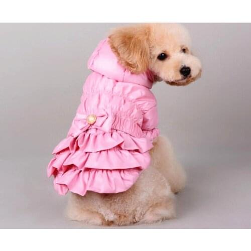 Hot selling new design pet clothes coat pet Autum winter dog clothing XS-3XL pet dog winter coat hooded jacket with bow