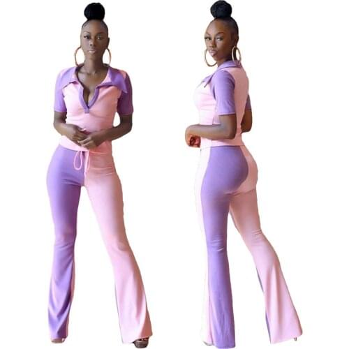 M7457 Wholesale Items Colorful V-Neck Long Sleeve Jacket Women Casual Pants Long Pants for Women Two Piece Set