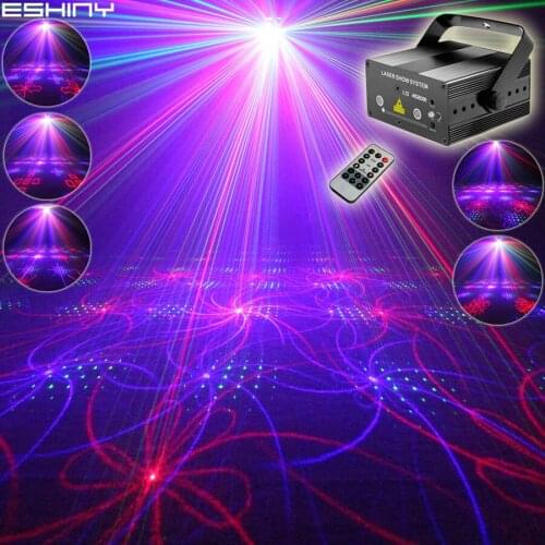 ESHINY 2 Lens MINI RGB Laser 64 Patterns Projector Club Family Party Bar DJ Disco Xmas Dance Effect Stage Lighting Light T160D3