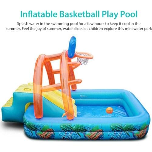 Multifunction Inflatable Splash Paddling Pool Swimming Spray Game Pool With Slide Summer Outdoor Basketball Hoop Toys For Kids
