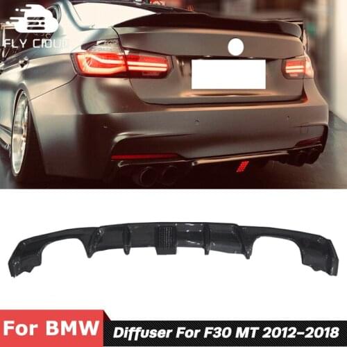 MP Style Carbon Fiber Material Rear Bumper Lip Diffuser With Led Light For BMW 3 Series F30 F35 MT Car Body Kit 2012-2018