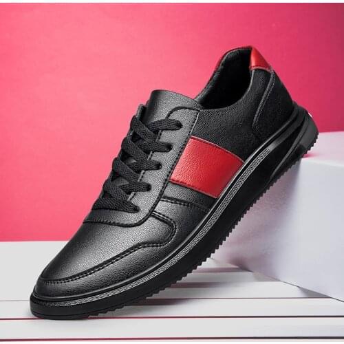 Mens Genuine Leather Casual Sneakers Men Luxury Brand Comfortable Lace-up Solid Man Shoes Black Flats Male Handmade Footwear