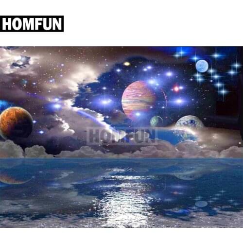 HOMFUN Full Square/Round Drill 5D DIY Diamond Painting "Sea Starry sky" Embroidery Cross Stitch 5D Home Decor Gift A03789