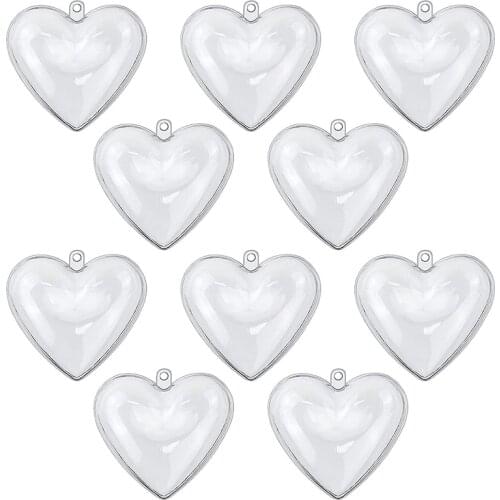 New New Year Christmas Balls Heart-Shaped 10 PCS Transparent Open Plastic Clear Fillable Ball Xmas Decor Home DIY Gift