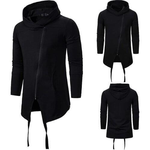 Cloak bat hoodie Mens Autumn And Winter coat Trend Solid Color Dark in the long Hooded Loose Punk Coats male personality jacket