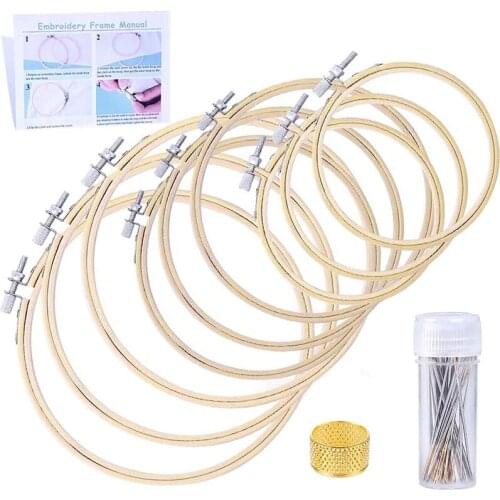 Imzay 42PCS Embroidery Hoop Set For Beginner, 3Sizes Cross Stitch Hoops, Embroidery Circle With Sewing Needles, Thimble