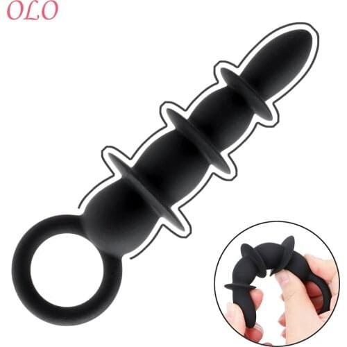 OLO Butt Plug Silicone Vagina Anal Massager Backyard Pull Beads Anal-plug Ring G-spot Stimulate Sex Toy for Men Women Anal Plug
