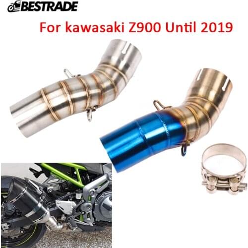 Mid Tip For kawasaki Z900 Motorcycle Middle Connecting Link Pipe Slip On 51mm Exhaust Silencer System Tail Tube Stainless Steel