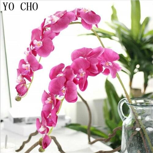 YO CHO Butterfly orchid Artificial Flowers Wedding Decoration Silk Fake Eustoma Fleurs Christmas 5 Colours Plants Home Plantas
