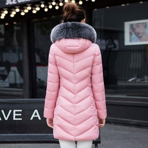 Womens Winter Jacket Parka Long Coat Big Fur Collar Down Cotton Korean Female Puffer Jacket Parkas Mujer 2020 C17D3018