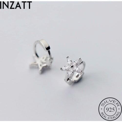 INZATT Real 925 Sterling Silver Zircon Star Hoop Earrings For Fashion Woman Geometric Earrings 2019 Cute Fine Jewelry Gift