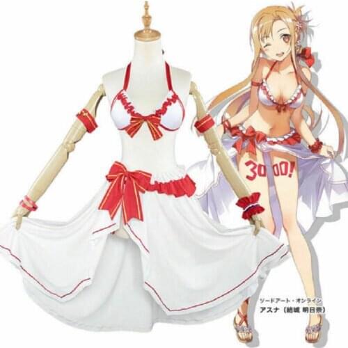 Sword Art Online SAO Asuna Yuuki Bikini Swimwear Swimsuit Women Cosplay Costume