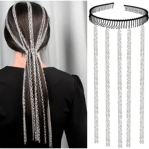 Hair Decoration Tassel Chain Headband For Women Trendy Punk Personality Hairpiece Comb Bridal Wedding Jewelry Accessories