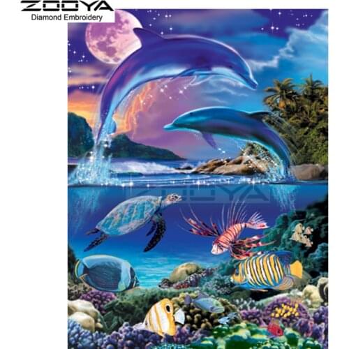 ZOOYA Diamond Embroidery DIY Diamond Painting Underwater World Dolphin Diamond Painting Cross Stitch Rhinestone Decoration CJ783