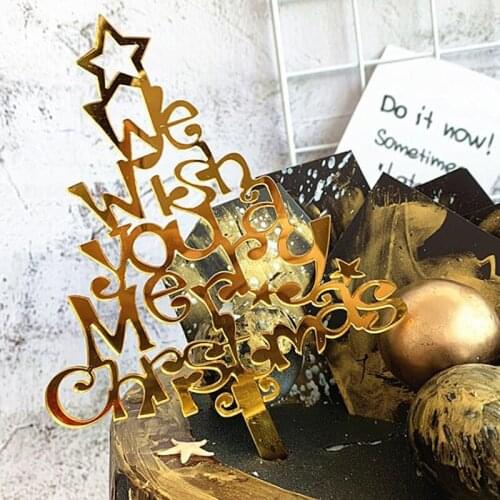 1pc Merry Christmas Cake Flag Topper Acrylic Cake Card Party Cake Decoration