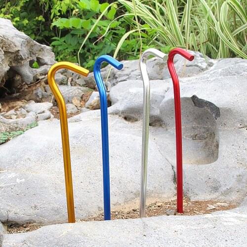 4Pcs Outdoor Camping Hiking Tent Nail Pegs Aluminum Alloy Stakes Accessories