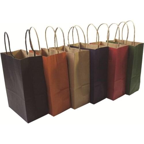 40PCS Fashionable kraft paper gift bag with handle/shopping bags/Christmas brown packing bag/Excellent quality 21X15X8cm