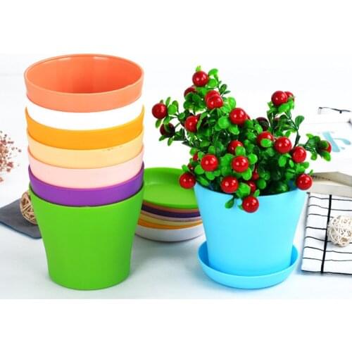 8pcs Pots Flower Plant 1pcs Simply Balcony Thickened Open Plastic Fleshy Flowerpot Small 12x14.5x7.5cm Resin Saucer