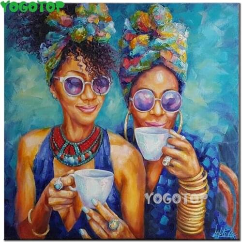 DIY Diamond Embroidery African Women Coffee 5d Full diamond painting Cross Stitch Mosaic Good Friend Girs painting,YY4786