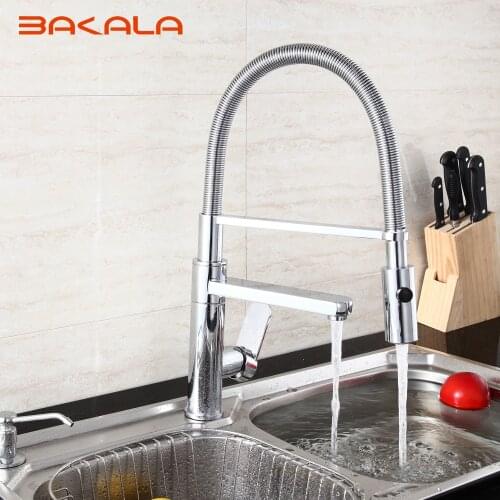 BAKALA Best Modern Commercial Pull Down Kitchen Sink Faucet with Shower Single Lever Pull Out Sprayer Kitchen Faucet CH-8013