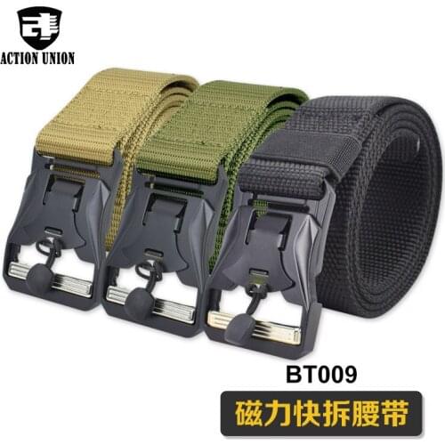 Combat Tactical Belt Quick Release Magnetic Buckle Military Army Waist Support Nylon Waist Belt Outdoor Sport Hunting Waistband