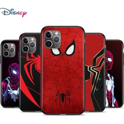Marvel Spiderman logo for Apple iPhone 12 11 Mini XS XR X Pro MAX SE 2020 8 7 6 5 5S Plus Black Phone Case Cover