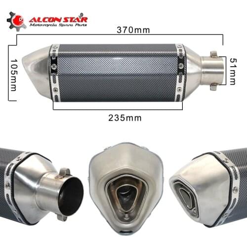 Alconstar- 51mm Motorcycle Motocross Exhaust Muffler with DB Killer For FZ6 CBR250 CB600 MT07 GY6 DUKE ATV Dirt Pit Bike Moped